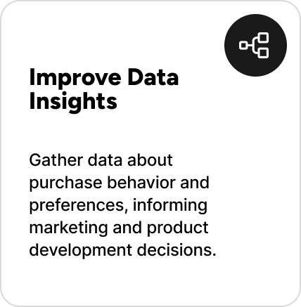 Gather data about purchase behavior and preferences, informing marketing and product development decisions. Gather data about purchase behavior and preferences, informing marketing and product development decisions.